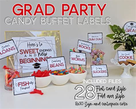 candy buffet graduation party|free printable graduation candy labels.